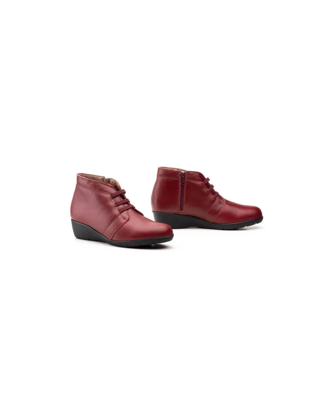 Botines Mujer Piel Cómodos Burdeos