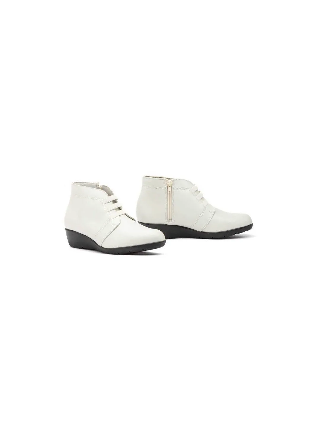 Botines Mujer Piel Cómodos Marfil