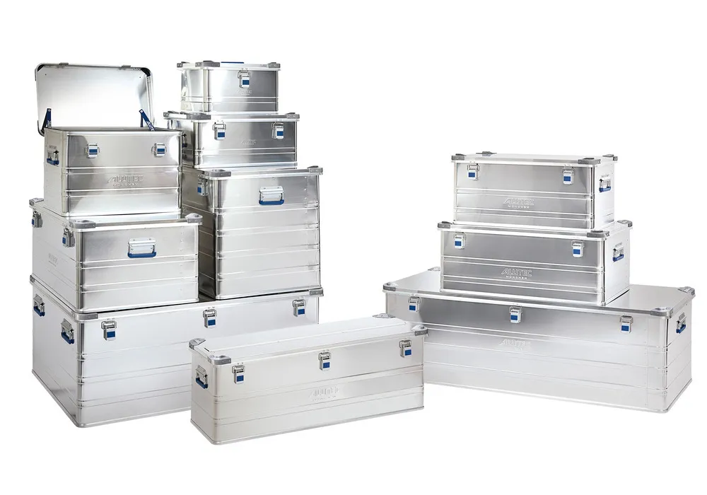 Caja de aluminio Industry, con esquinas para apilado, volumen de 243 litros