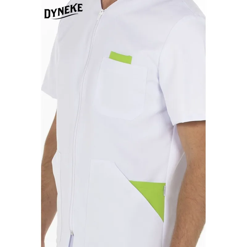 CHAQUETA LABORAL DE HOMBRE DE MICROFIBRA MANGA CORTA DETALLES PISTACHO  DYNEKE