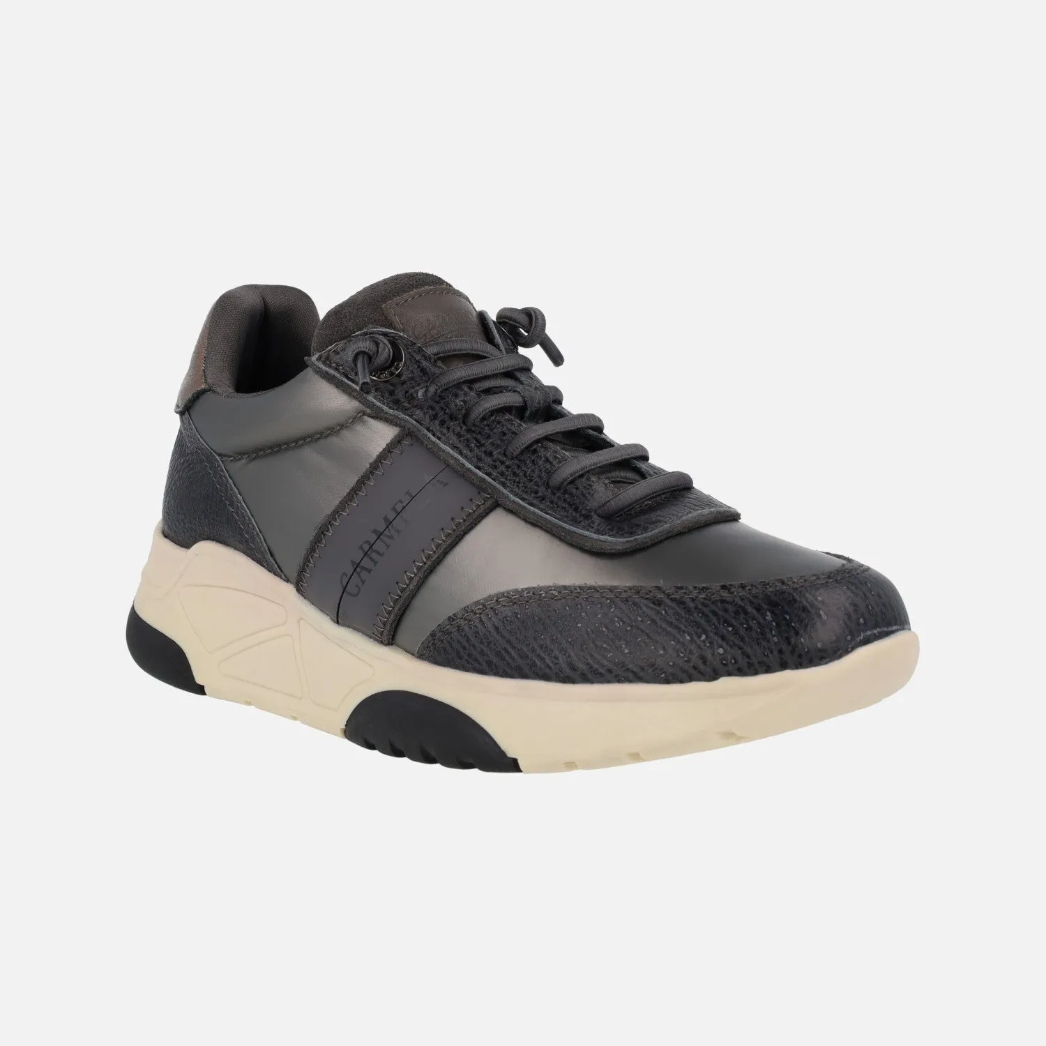 Deportivas para mujer en combinado gris con cordones elásticos