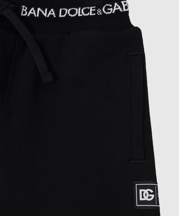 Dolce&Gabbana Kids' black joggers with logo pattern