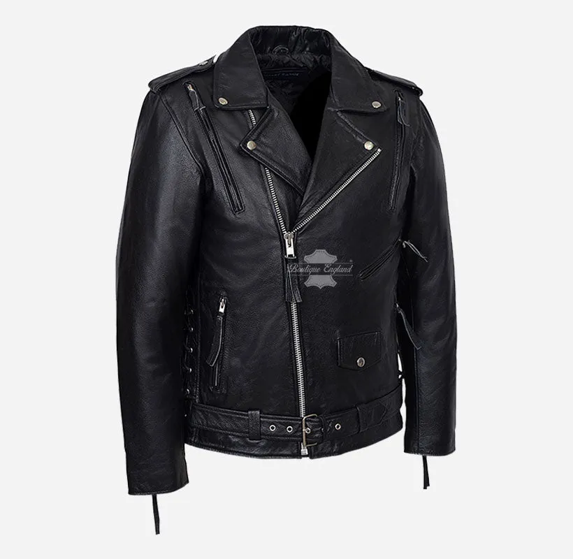 EAGLE EMBOSSED LIVE TO RIDE BIKER JACKET FOR MEN