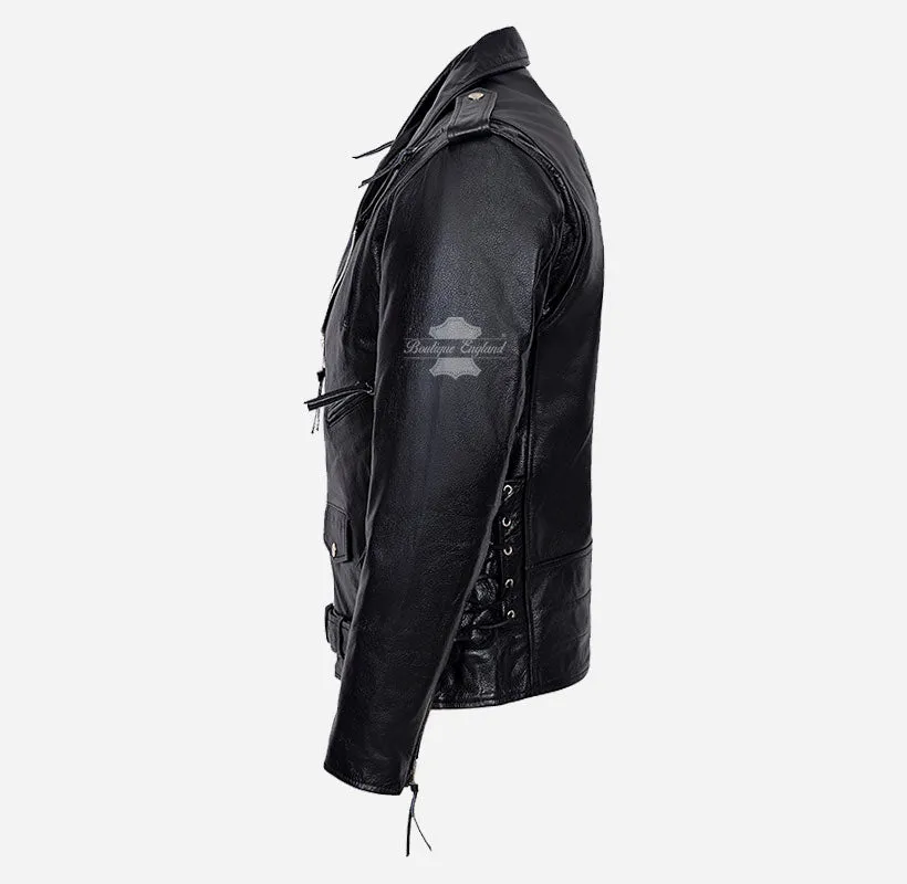 EAGLE EMBOSSED LIVE TO RIDE BIKER JACKET FOR MEN