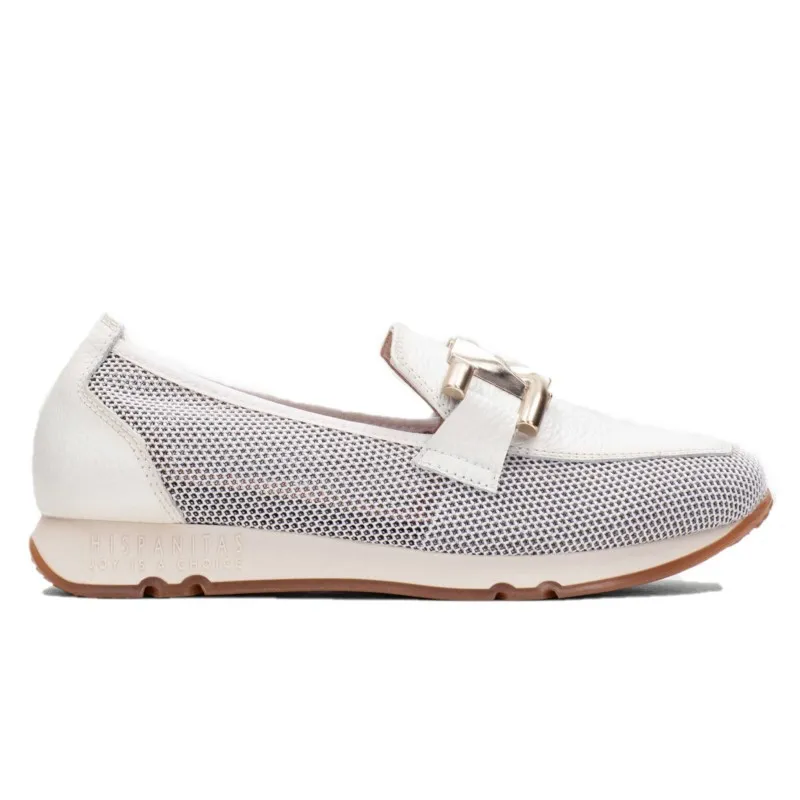 HISPANITAS Kaira Blanco y Camel HV232809 Mocasín adorno mujer