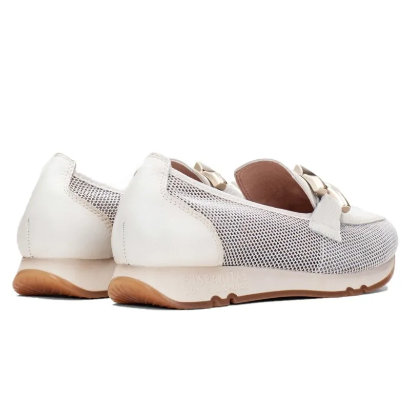 HISPANITAS Kaira Blanco y Camel HV232809 Mocasín adorno mujer