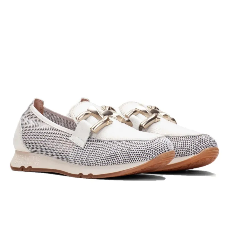 HISPANITAS Kaira Blanco y Camel HV232809 Mocasín adorno mujer