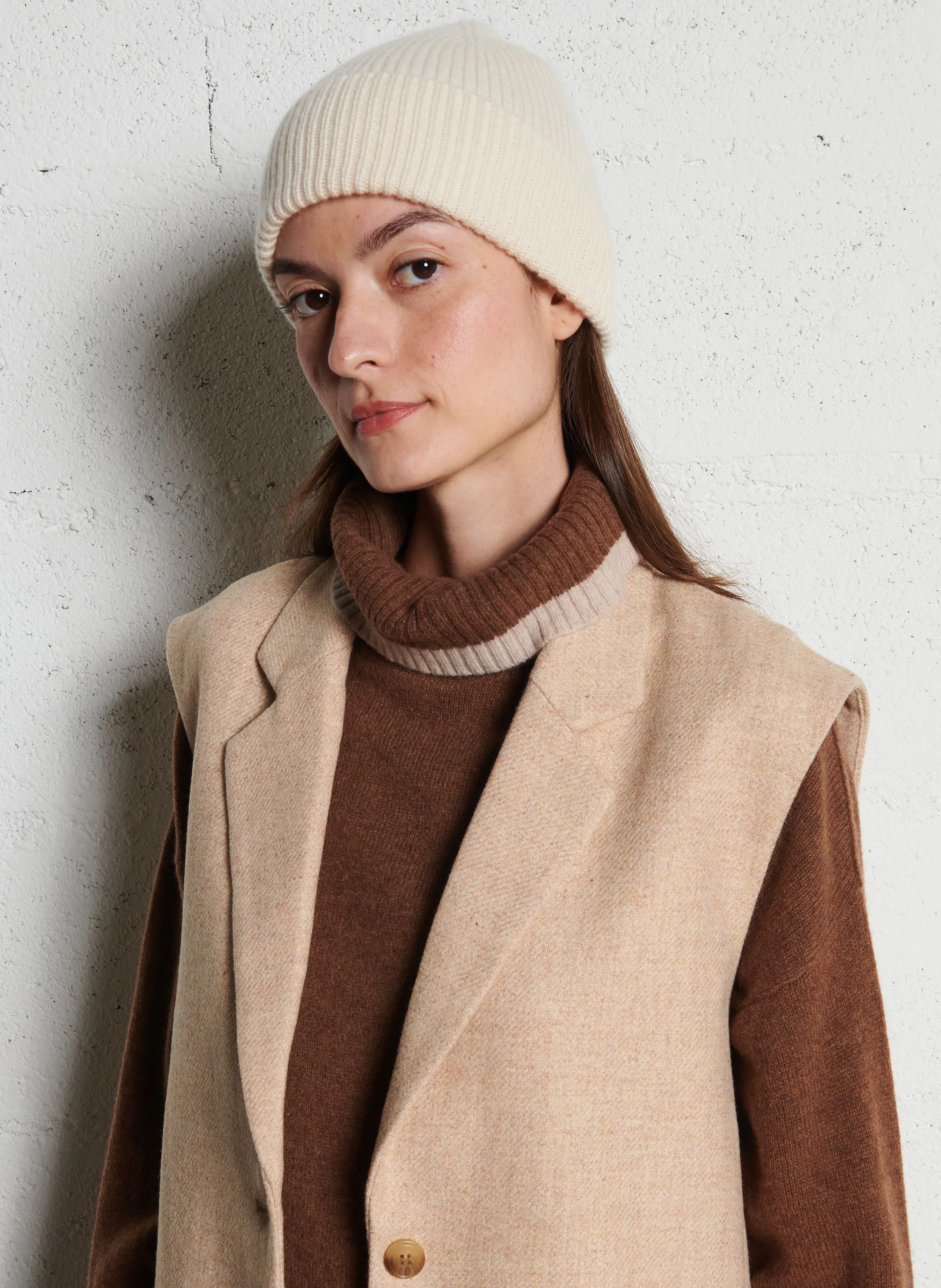 LARA  TRAJE DE CHAQUETA SIN MANGAS DE MEZCLA DE LANA EN BEIGE