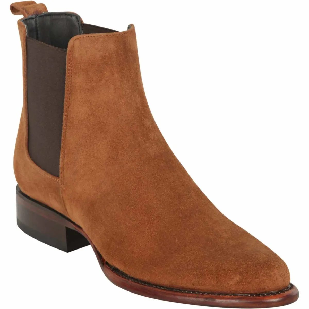 LOS ALTOS MEN'S ROUND TOE SUEDE LEATHER SHORT BOOTS  COGNAC 69B6603