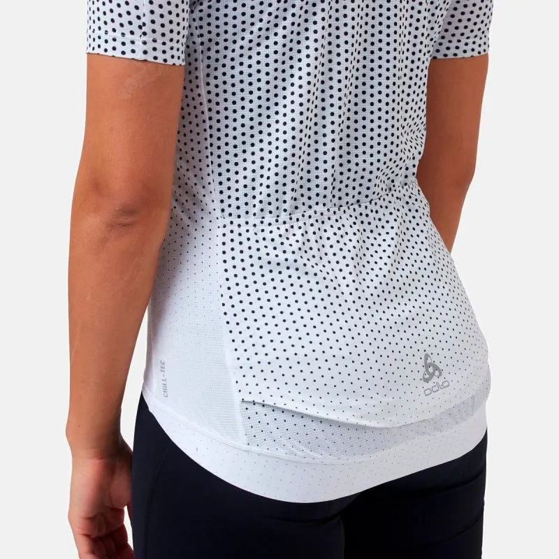 ODLO COLLAR FULL ZIP ZEROWEIG (BLANCO  NEGRO) MAILLOT DE CICLISMO PARA MUJER
