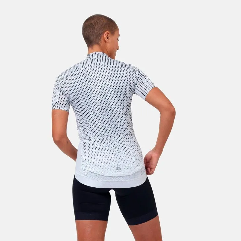 ODLO COLLAR FULL ZIP ZEROWEIG (BLANCO  NEGRO) MAILLOT DE CICLISMO PARA MUJER