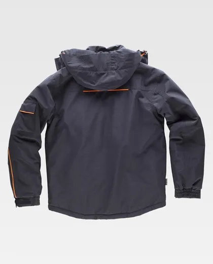Parka jaspeada con costuras y vivos alta visibilidad Negro