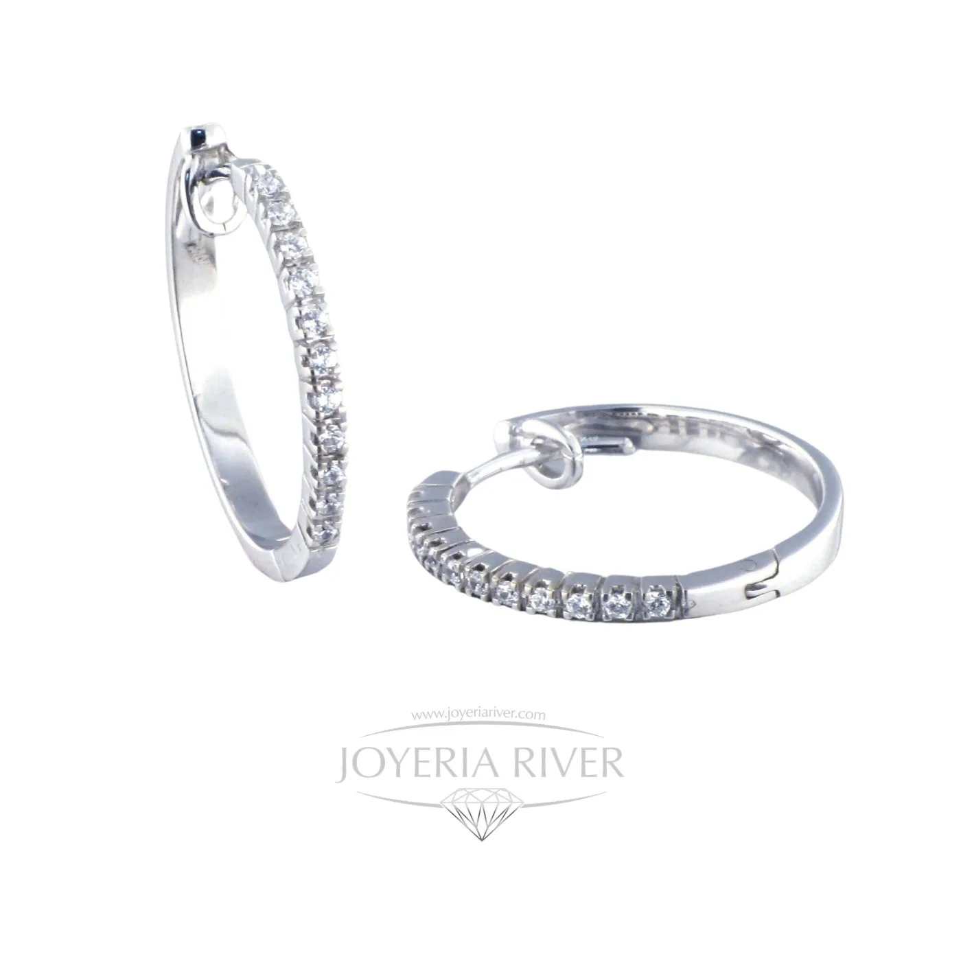 Pendientes Aro Oro Blanco Diamantes R369I822