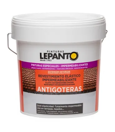 PINTURA CAUCHO ANTIGOTERAS DE EXTERIOR LEPANTO  ROJO INGLéS SATINADO 4L