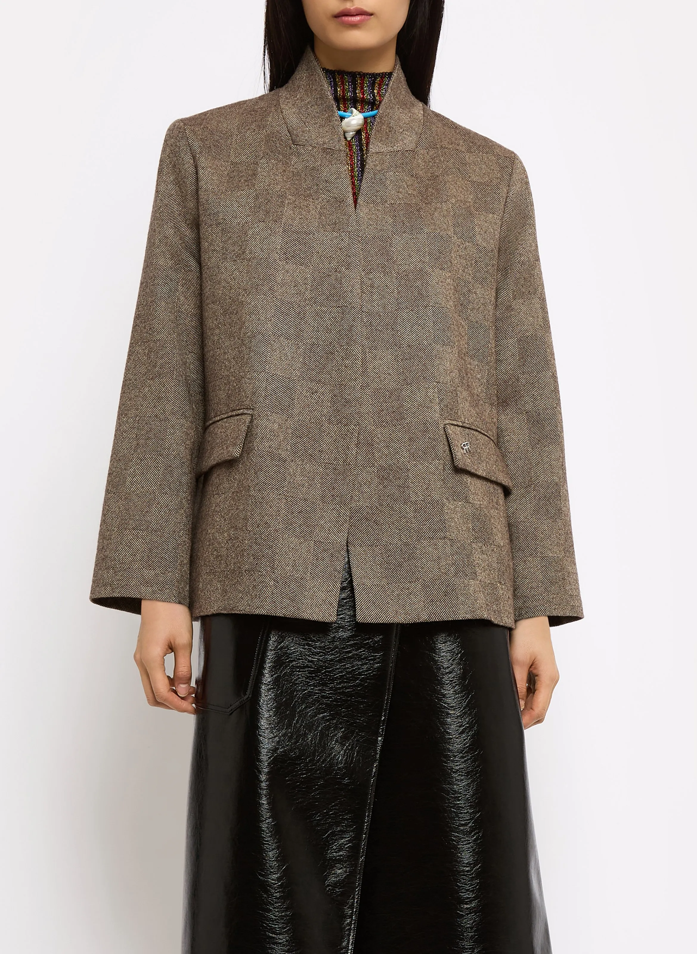 ROSEANNA ALDO  CHAQUETA OVERSIZE DE LANA MEZCLADA EN MARRON