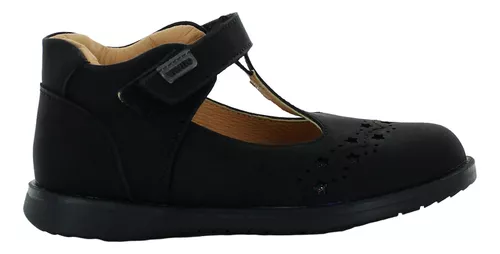Vavito Zapato Botita Escolar Piel Negro Niña 81887