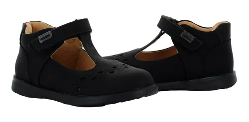 Vavito Zapato Botita Escolar Piel Negro Niña 81887