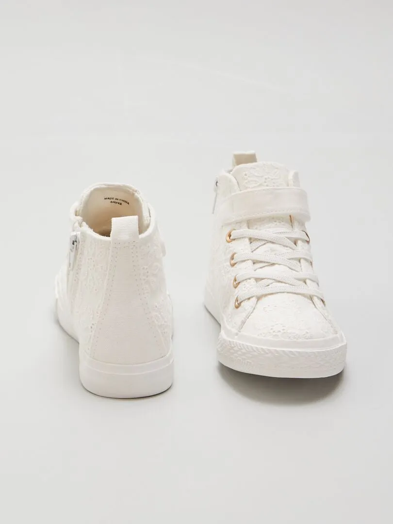 ZAPATILLAS ALTAS DE TEJIDO DE MACRAMé  BLANCO