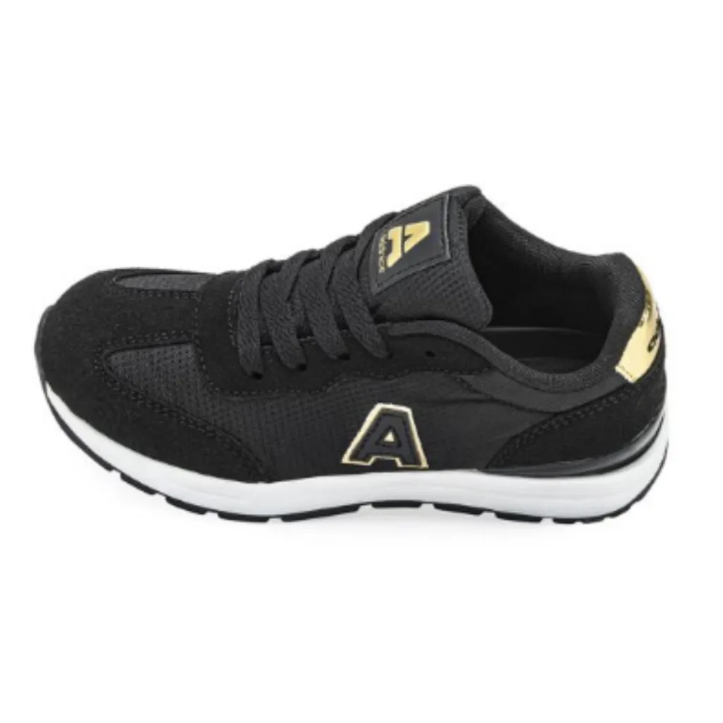 ZAPATILLAS DEPORTIVAS NIñOS/NIñAS ADDNICE LOS ANGELES NEGRO/DORADO  30 AL 36