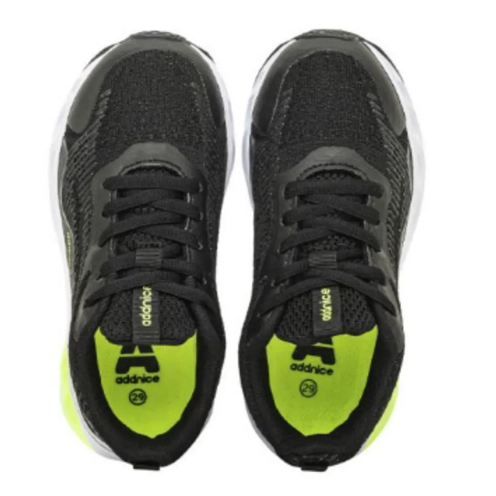 ZAPATILLAS DEPORTIVAS NIñOS/NIñAS ADDNICE VESUBIO NEGRO/LIMA  29 AL 34