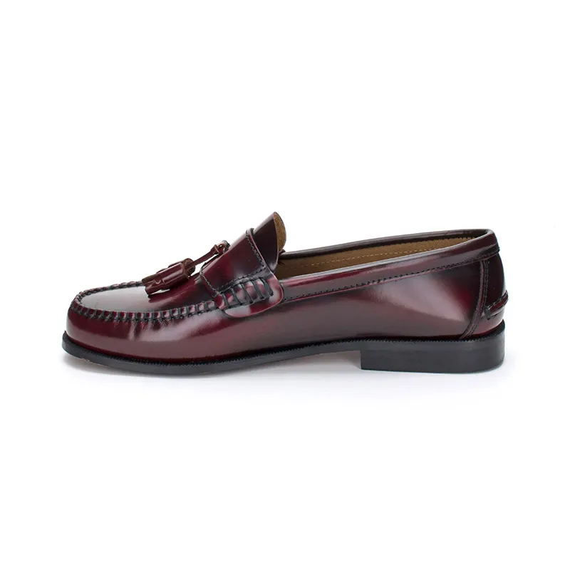 Zapatos Castellanos Hombre Piel Borlas 302 Burdeos, Latino